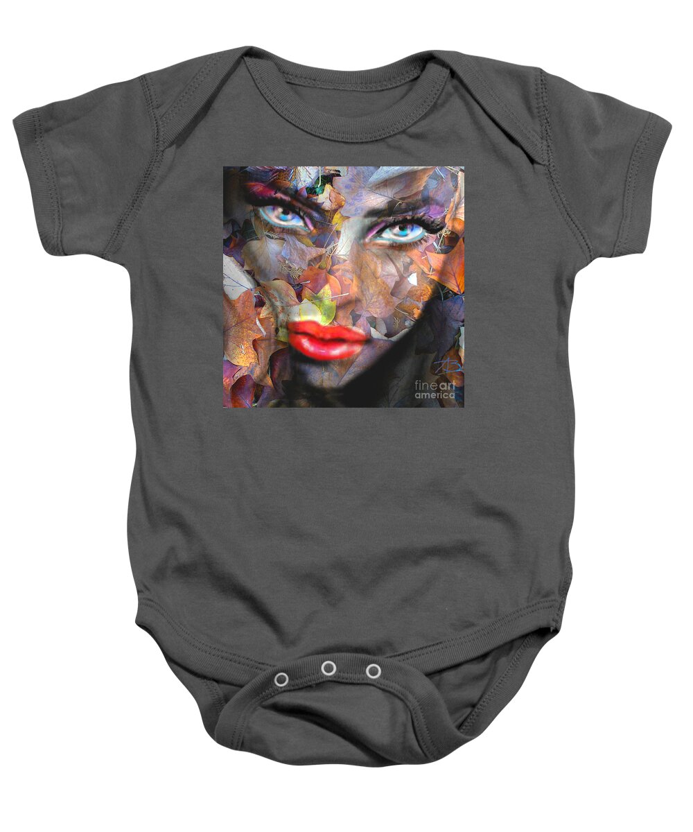 Angie Braun Baby Onesie featuring the painting Sensual Eyes Autumn by Angie Braun