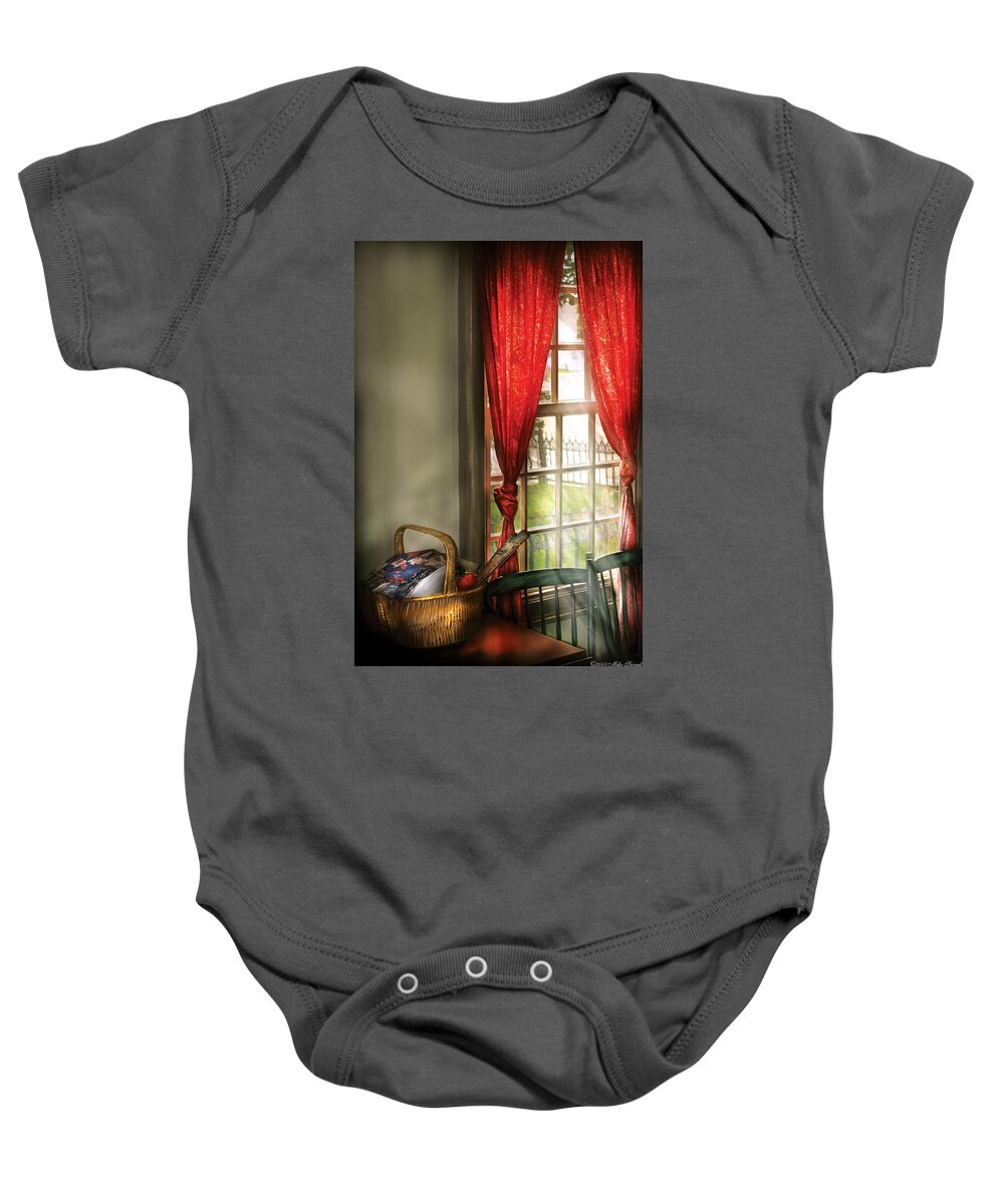 Savad Baby Onesie featuring the photograph Sewing - The sewing basket by Mike Savad