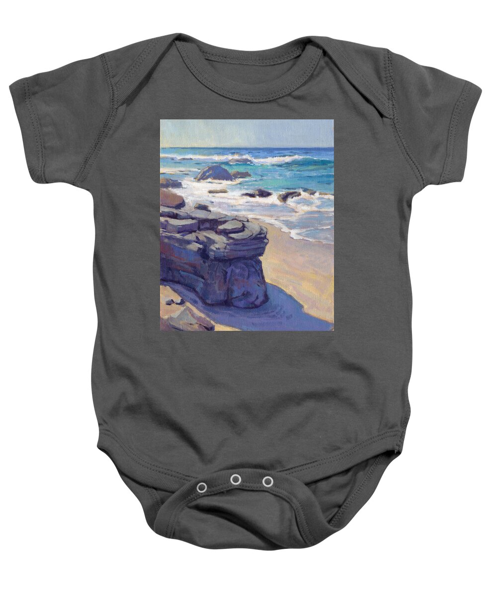 Crystal Baby Onesie featuring the painting Shadow at Crystal Cove by Konnie Kim