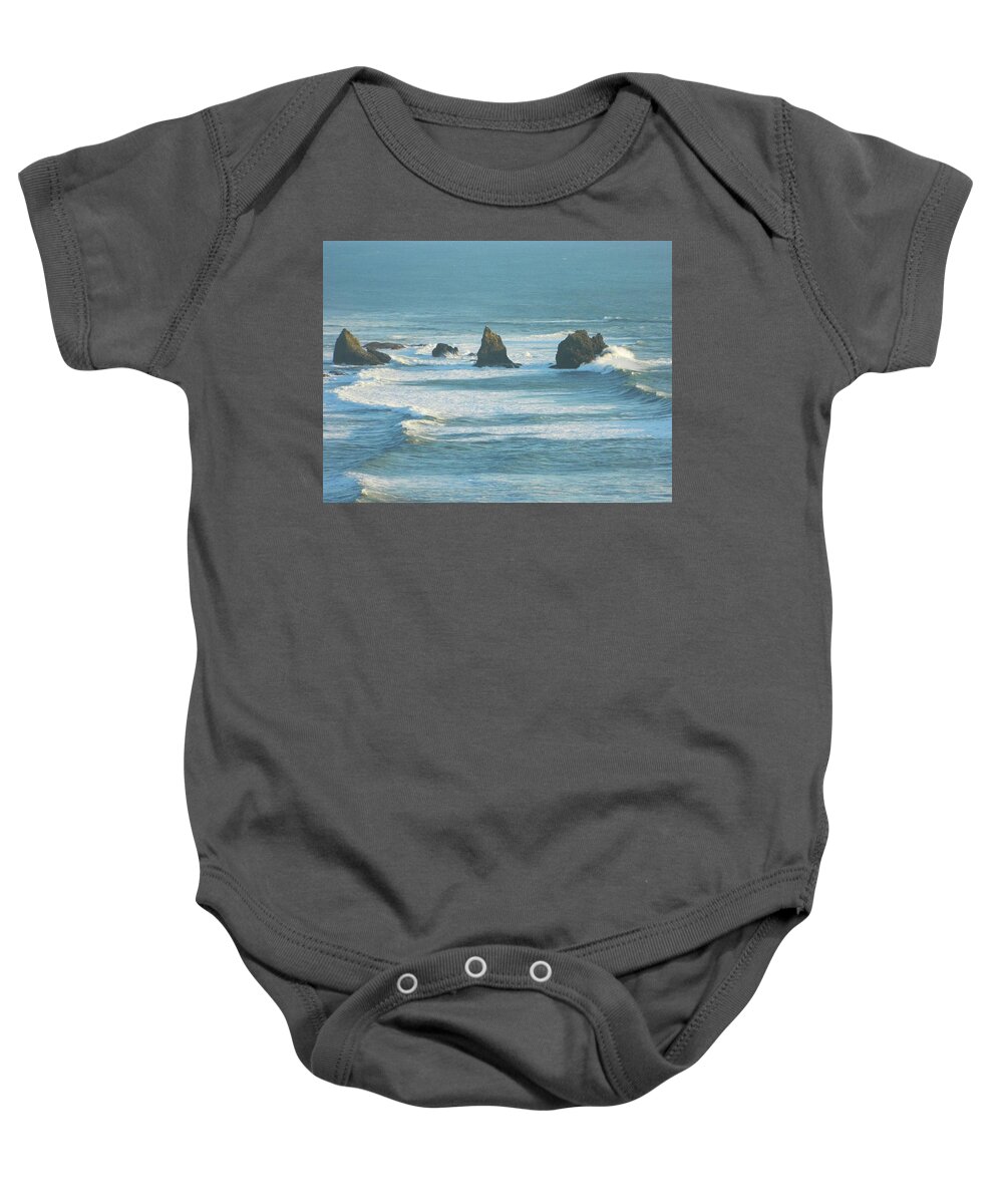 Oregon Baby Onesie featuring the photograph Shadowed Waves by Gallery Of Hope 