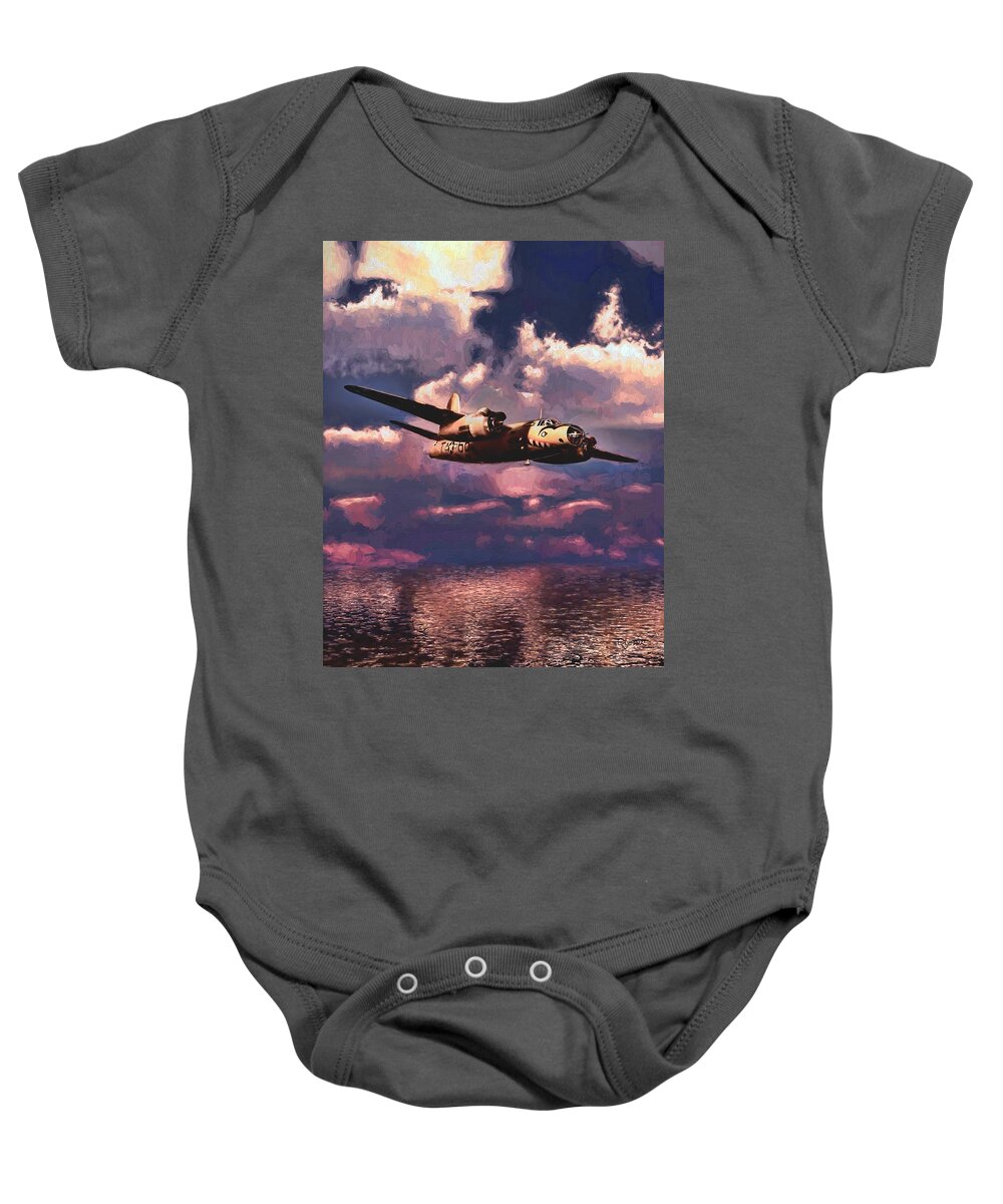 Shark Baby Onesie featuring the painting Shark on the Prowl by David Luebbert