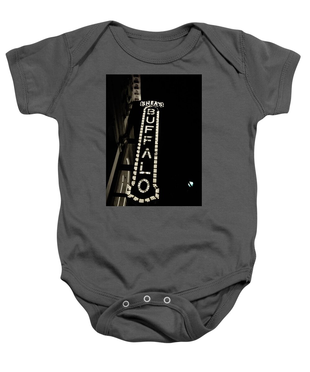 Buffalo Theatre District Baby Onesie featuring the photograph Shea's Buffalo by Guy Whiteley