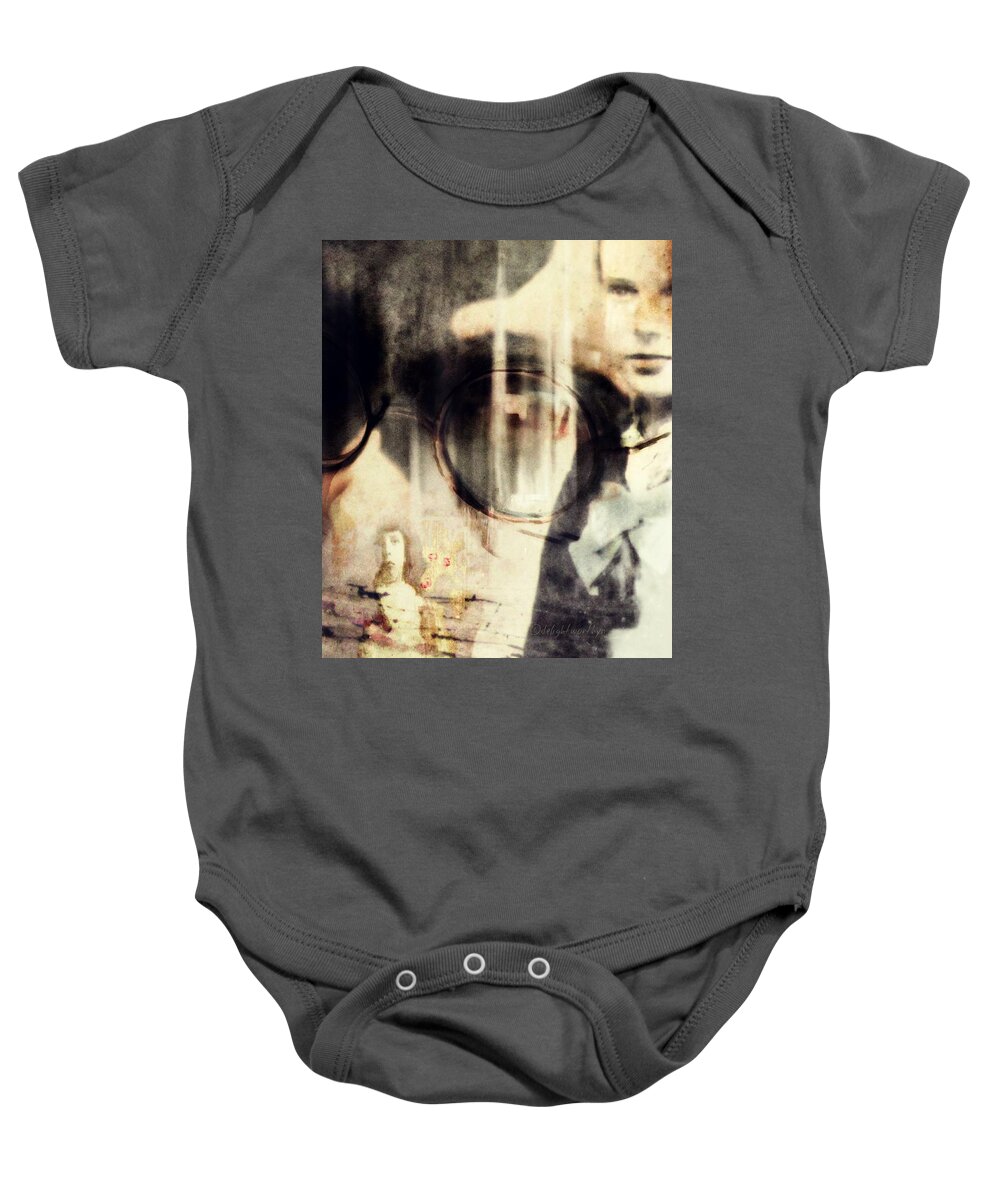 Mobiography Baby Onesie featuring the digital art She'd Seen Too Much by Delight Worthyn