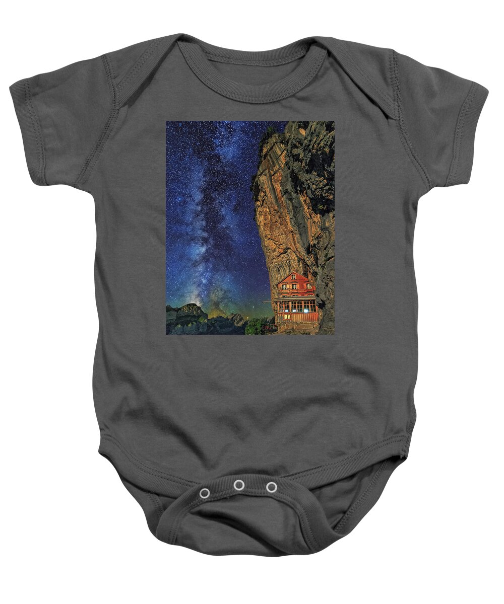 Mountains Baby Onesie featuring the photograph Sheltered from the Vastness by Ralf Rohner