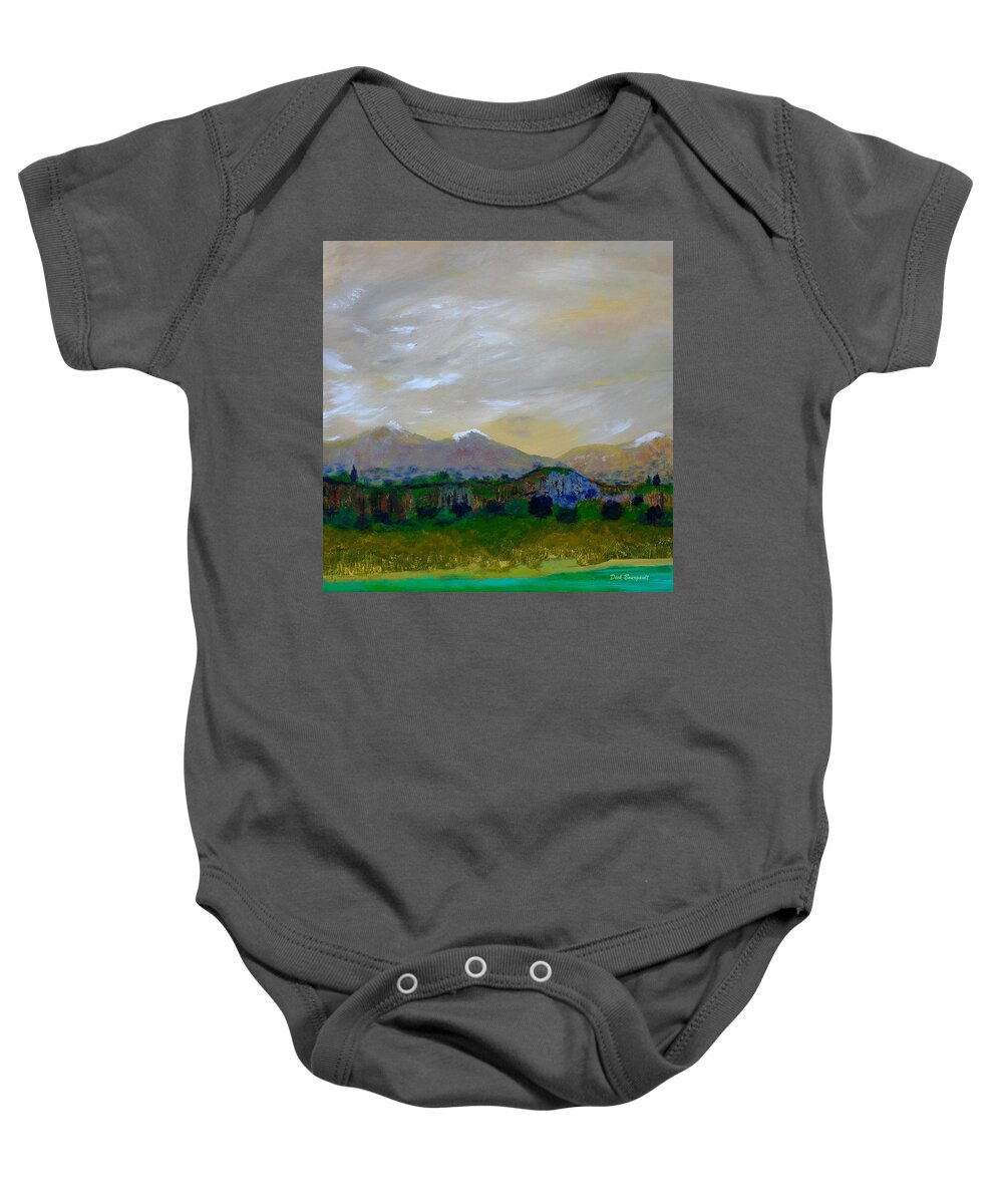 Landscape Baby Onesie featuring the painting Sheltering Sky II by Dick Bourgault