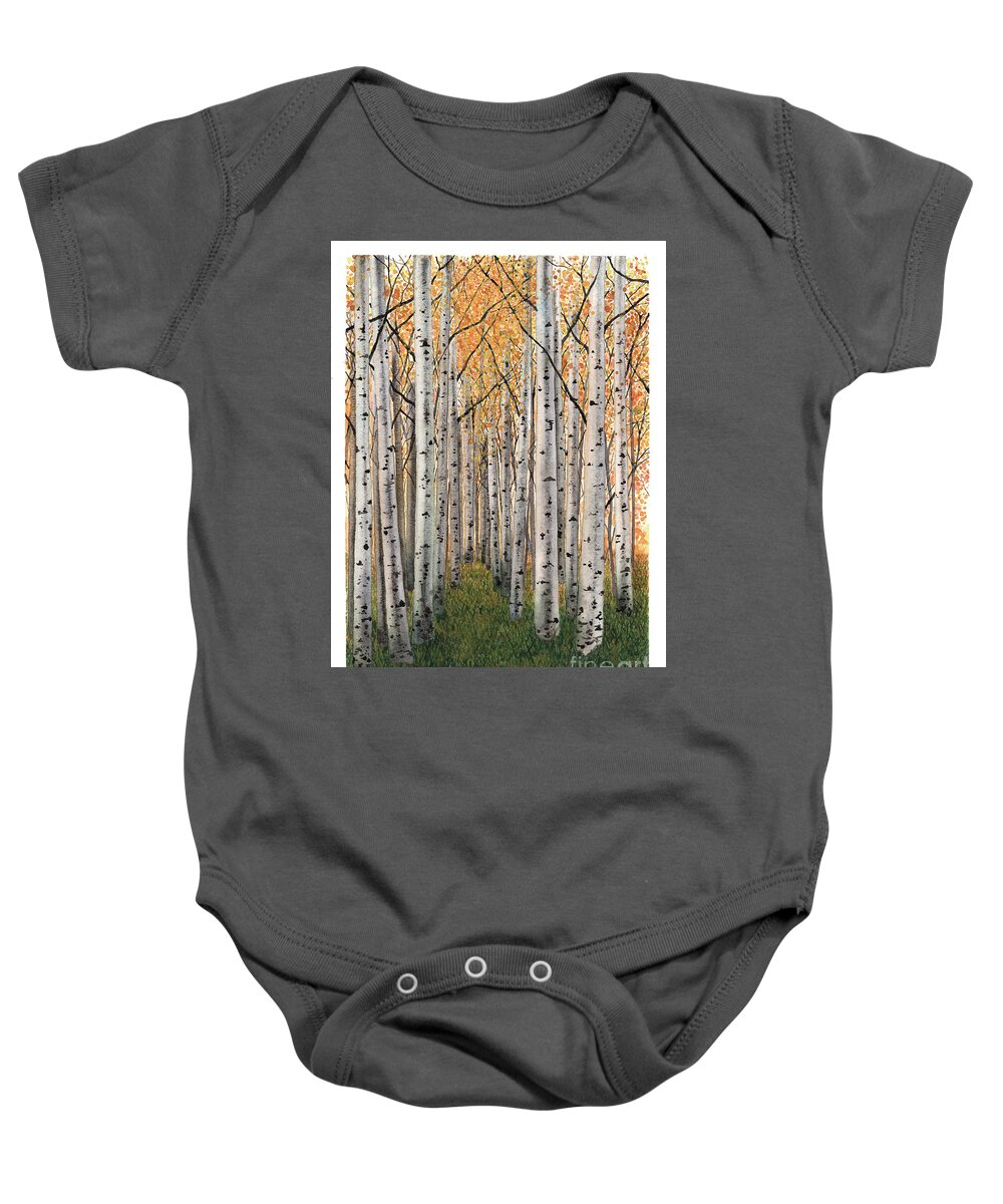 Forest Baby Onesie featuring the painting Sierra Aspens by Hilda Wagner