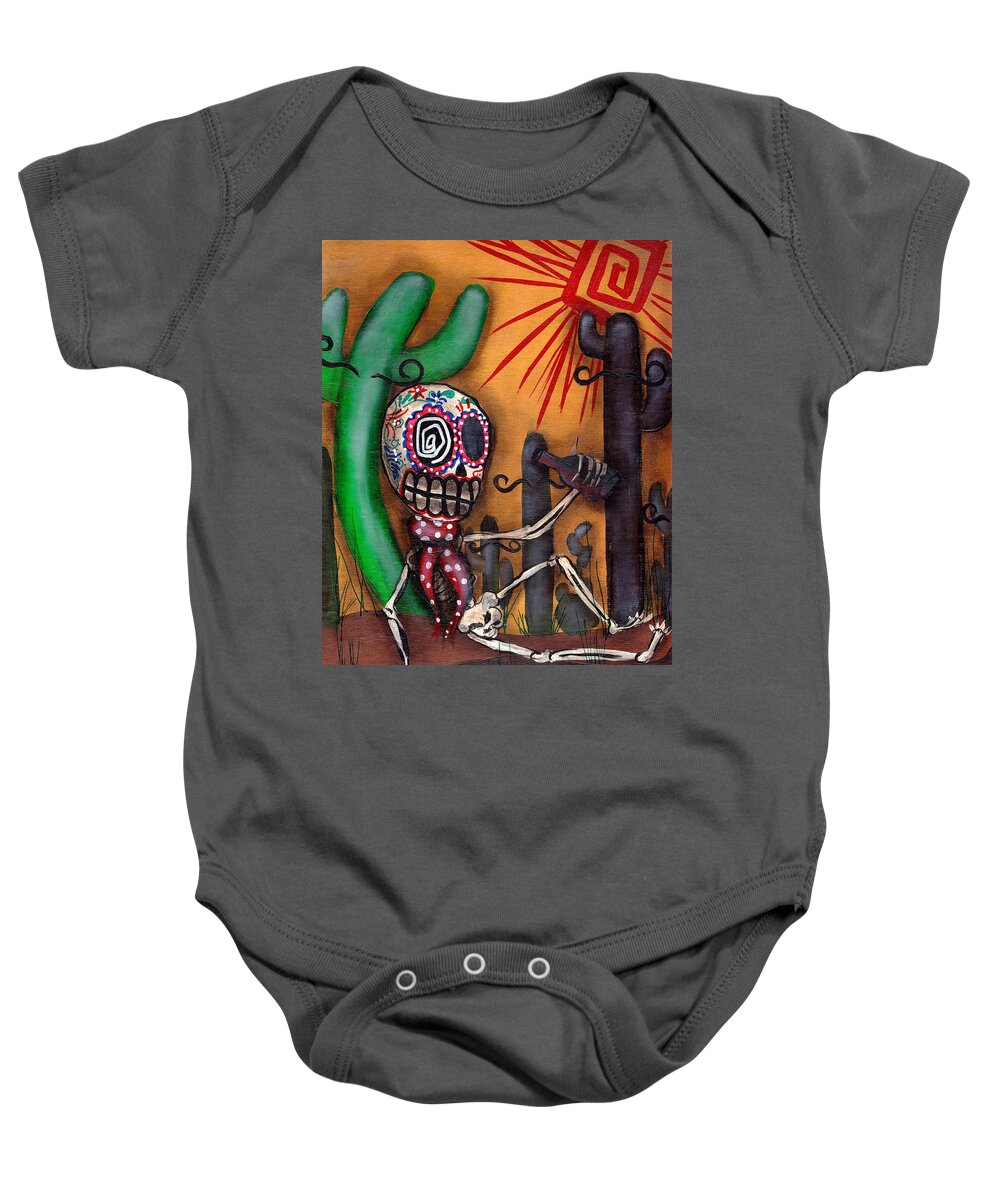 Day Of The Dead Baby Onesie featuring the painting Siesta by Abril Andrade