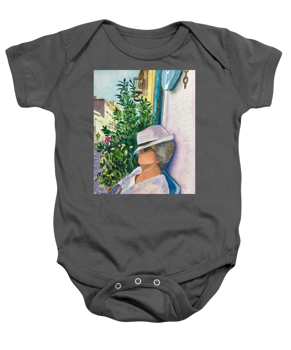 Siesta Baby Onesie featuring the painting Siesta Time by Sue Carmony
