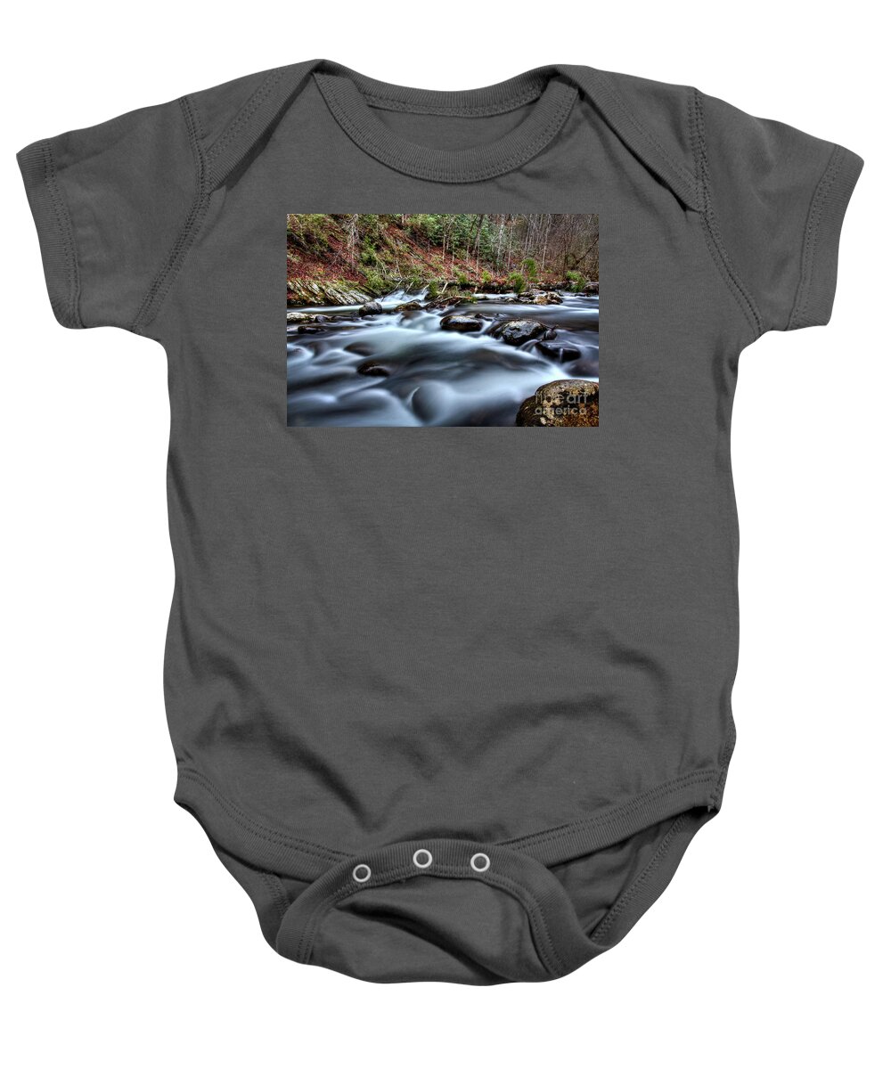 River Baby Onesie featuring the photograph Silky Smooth by Douglas Stucky