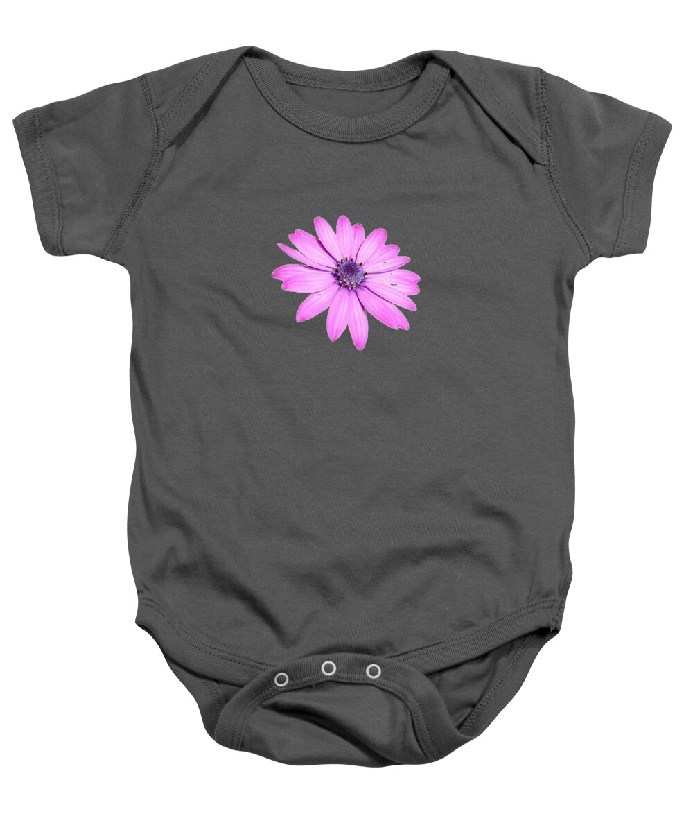 Birthday Baby Onesie featuring the painting Single Pink African Daisy by Taiche Acrylic Art