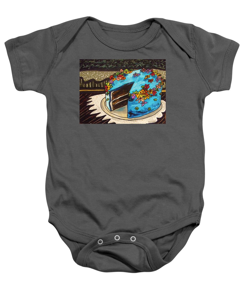 Sky Blue Cake Baby Onesie featuring the painting Sky Blue Cake by John Williams