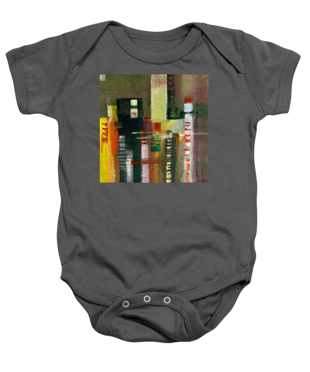 Townscape Baby Onesie featuring the painting Skyscrapers by Anil Nene