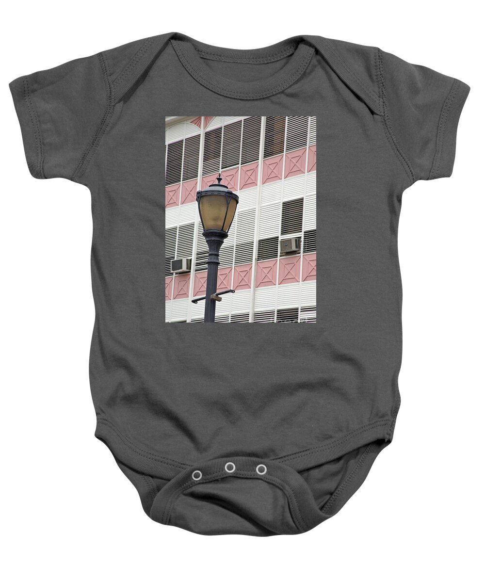 Light Post Baby Onesie featuring the photograph Slats by Kathy Strauss
