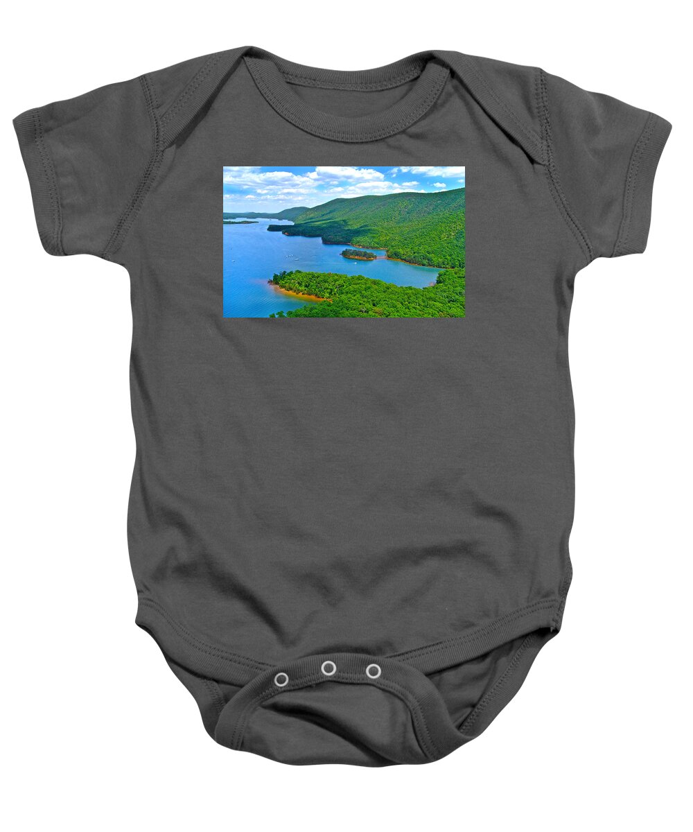 Smith Mountain Lake Baby Onesie featuring the photograph Smith Mountain Lake Poker Run by The James Roney Collection