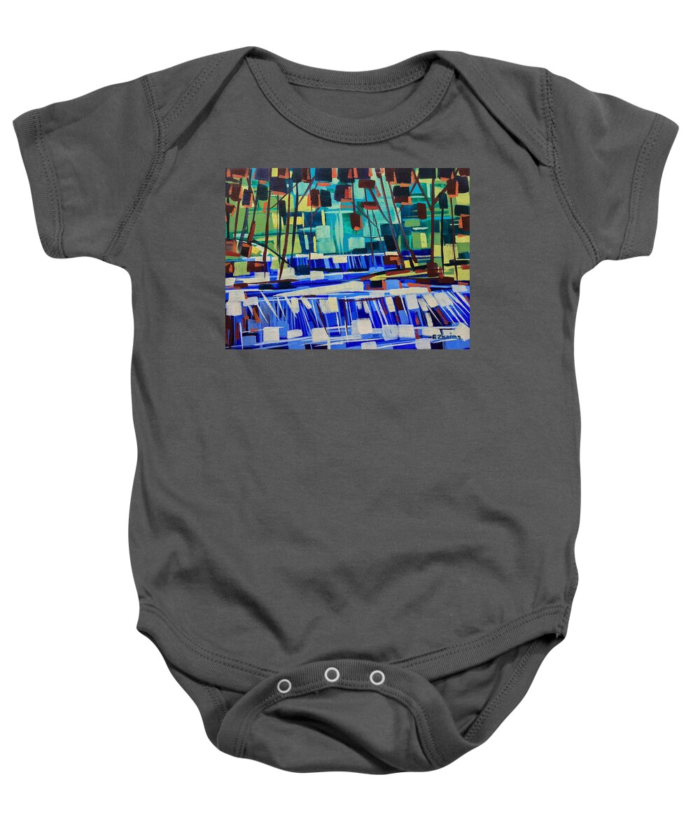 Waterfall Baby Onesie featuring the painting Smooth flow by Enrique Zaldivar