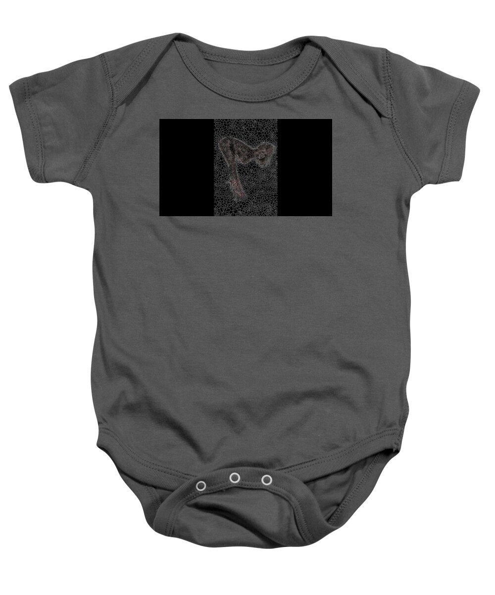 Vorotrans Baby Onesie featuring the digital art Snowstorm Shoes by Stephane Poirier