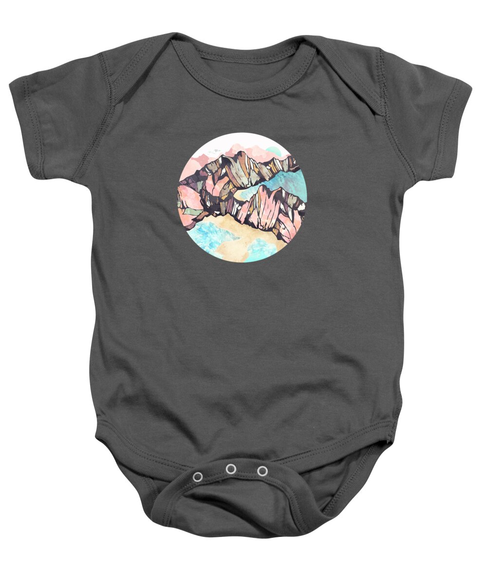Watercolor Baby Onesie featuring the digital art Solitary Beach by Spacefrog Designs