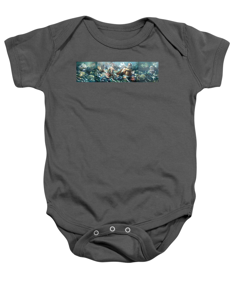 Marine Baby Onesie featuring the painting SOMETHING FOWL AFLOAT 2b by Patrick Anthony Pierson
