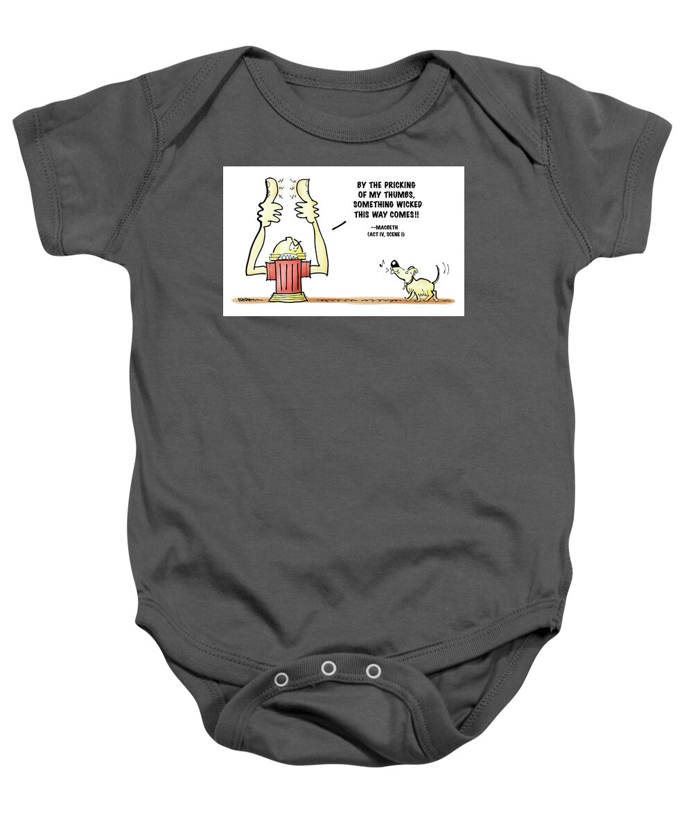 Shakespeare Baby Onesie featuring the digital art Something Wicked by Mark Armstrong