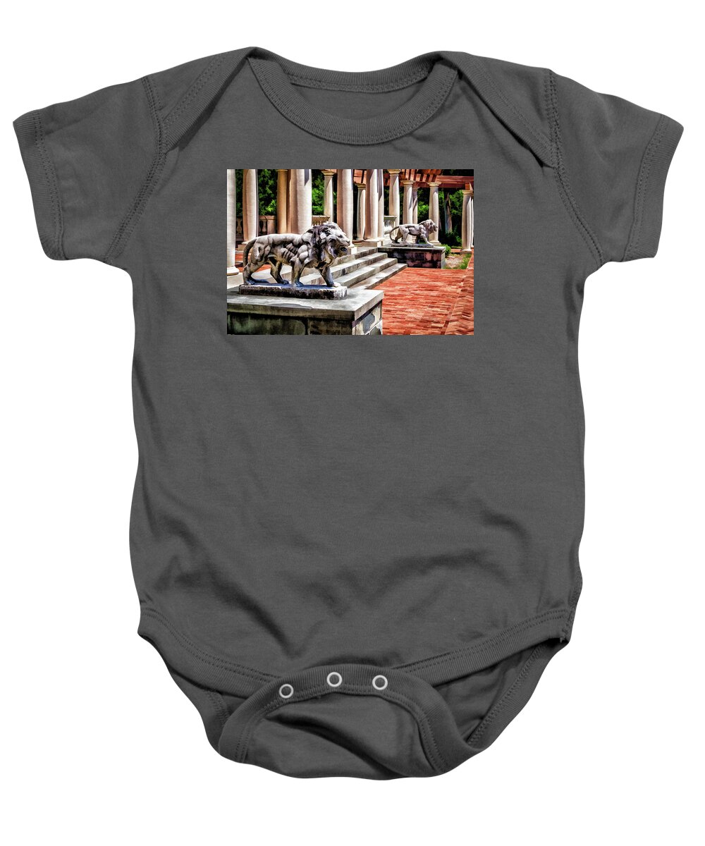 Canandaigua Baby Onesie featuring the photograph Sonnenberg Lions by Monroe Payne