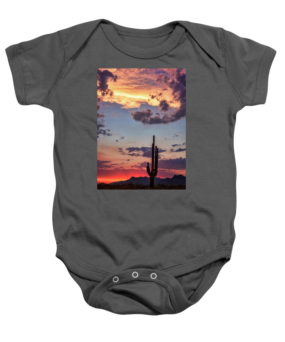 Sunset Baby Onesie featuring the photograph Sonoran Summer Sunset by Saija Lehtonen