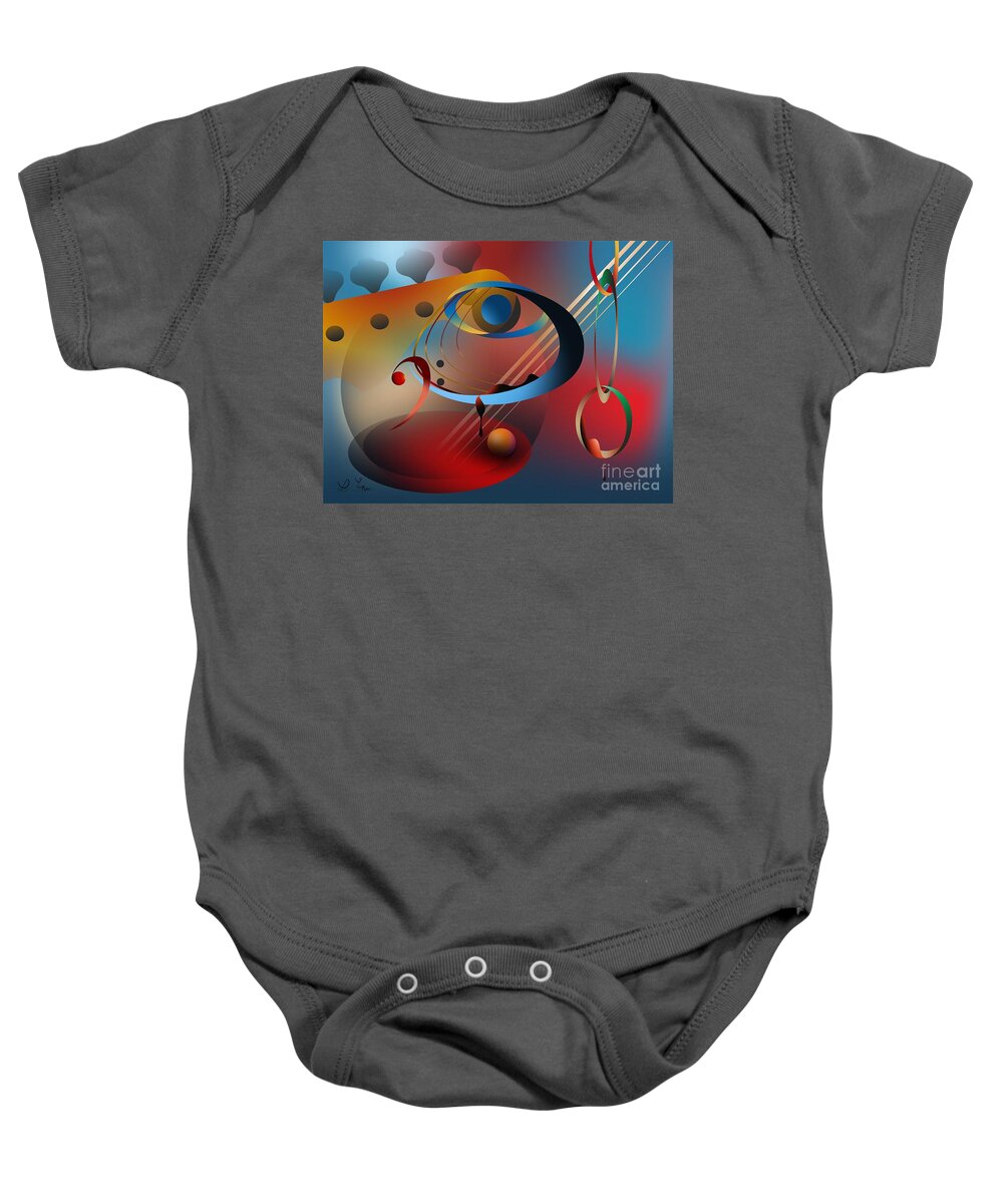 Sound Baby Onesie featuring the digital art Sound Of Bass Guitar by Leo Symon