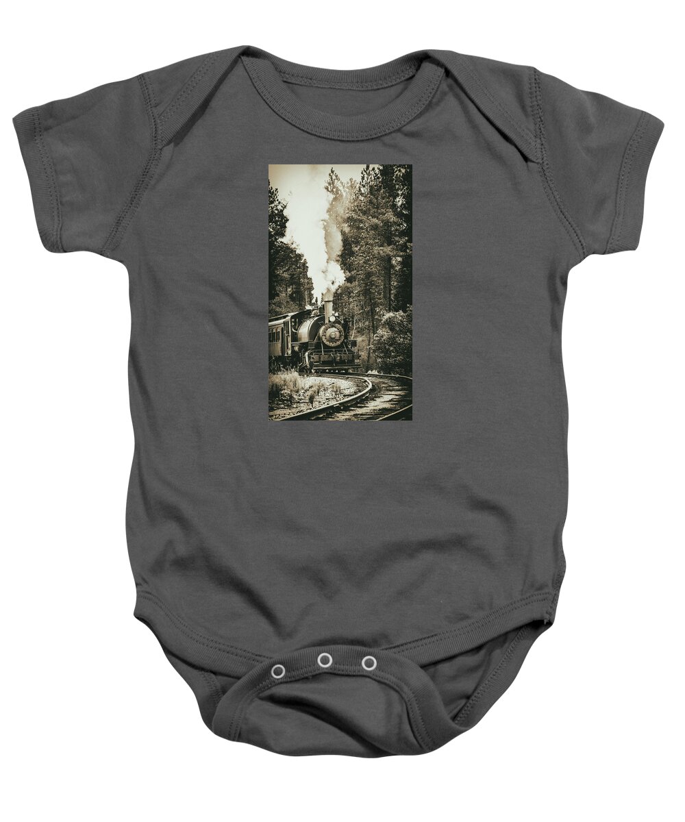 Crystal Yingling Baby Onesie featuring the photograph South Dakota Iron by Ghostwinds Photography