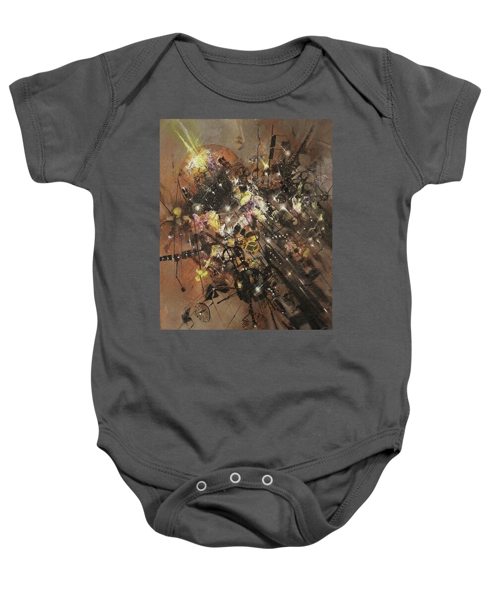 Outer Space Baby Onesie featuring the painting Space Debris by Tom Shropshire