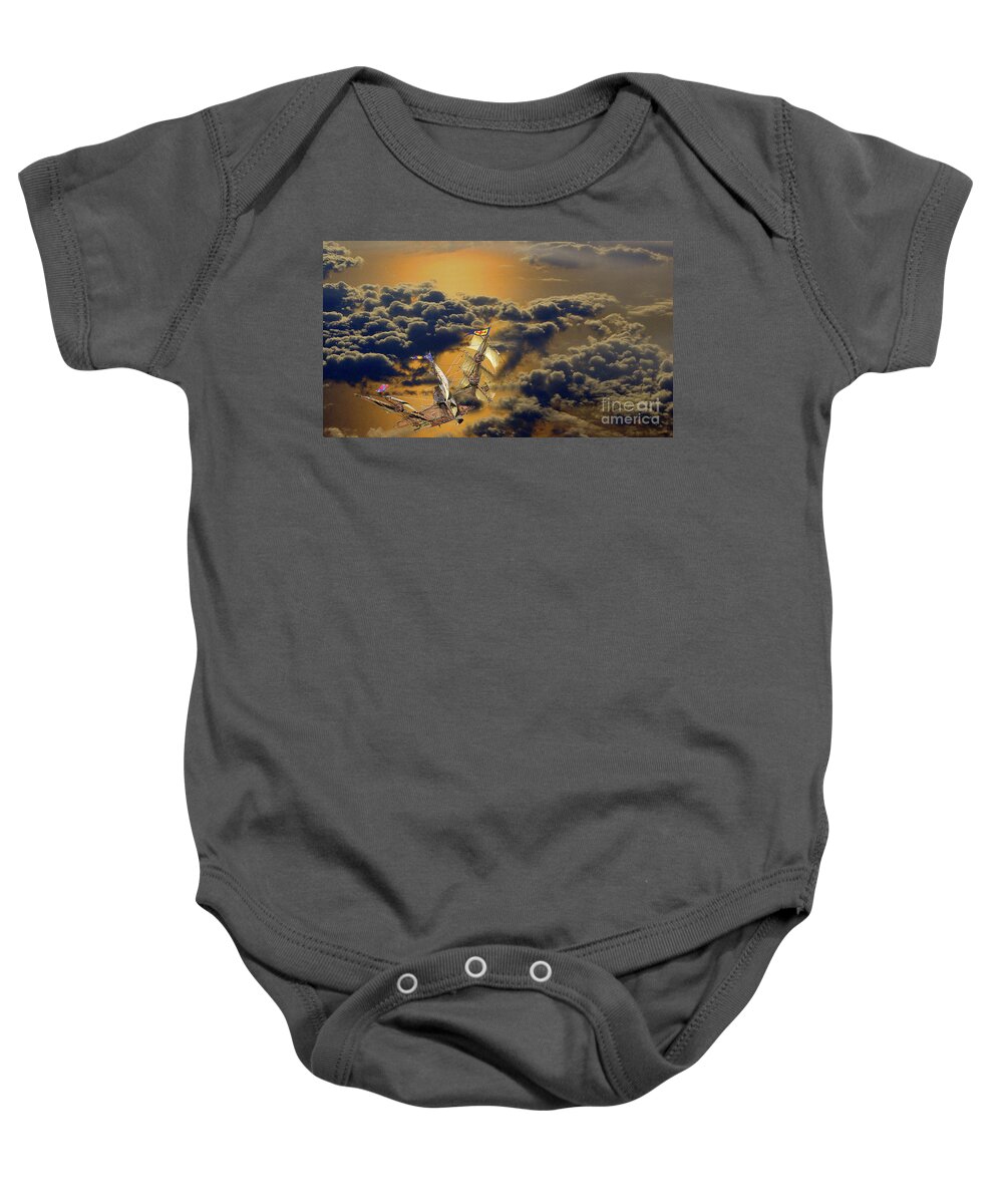 Clouds Baby Onesie featuring the photograph Spanish Galleon In The Clouds by Rich Walter