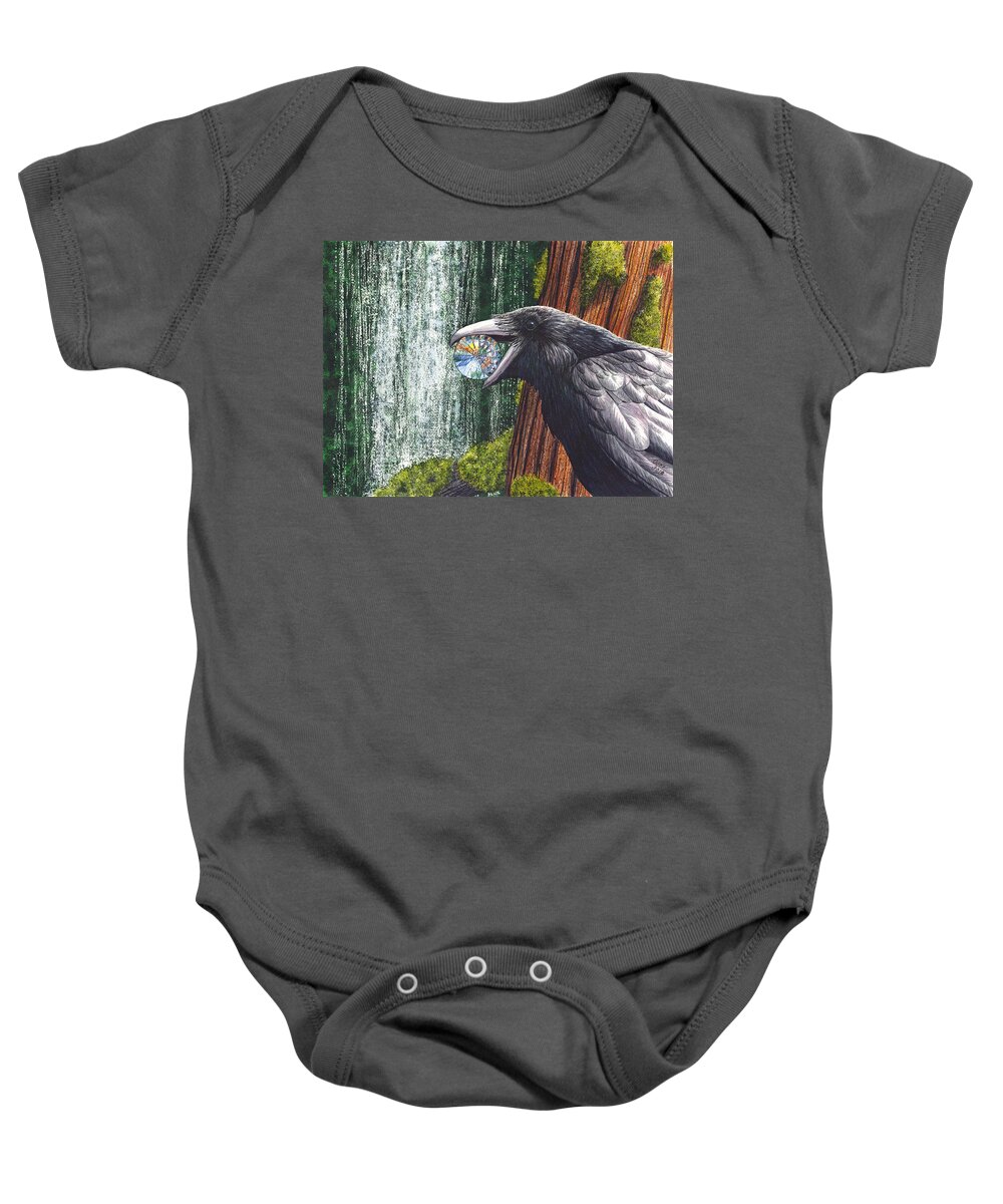 Raven Baby Onesie featuring the painting Sparkle by Catherine G McElroy