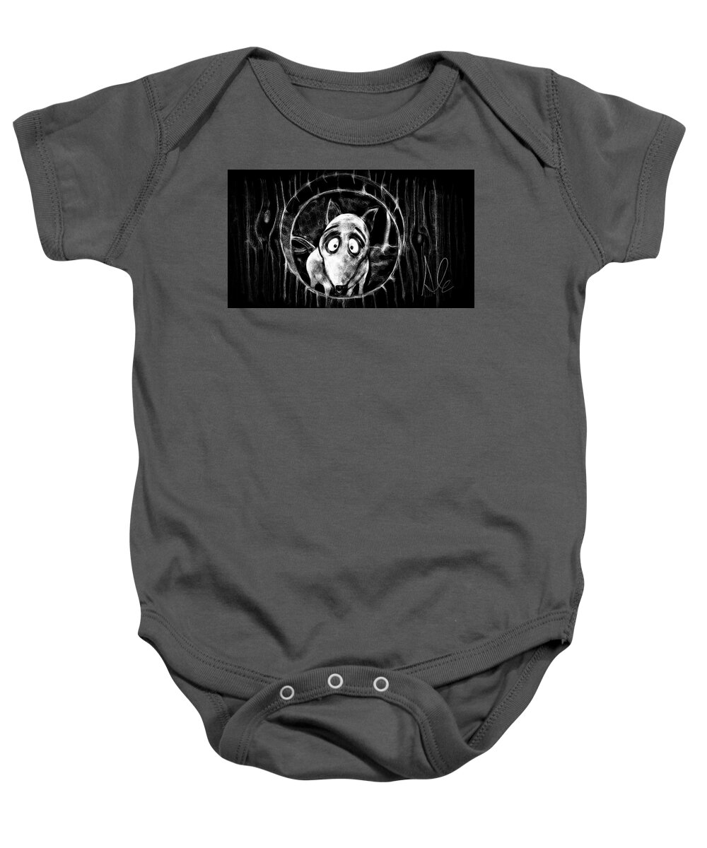 Sparky Baby Onesie featuring the drawing Sparky by Alessandro Della Pietra