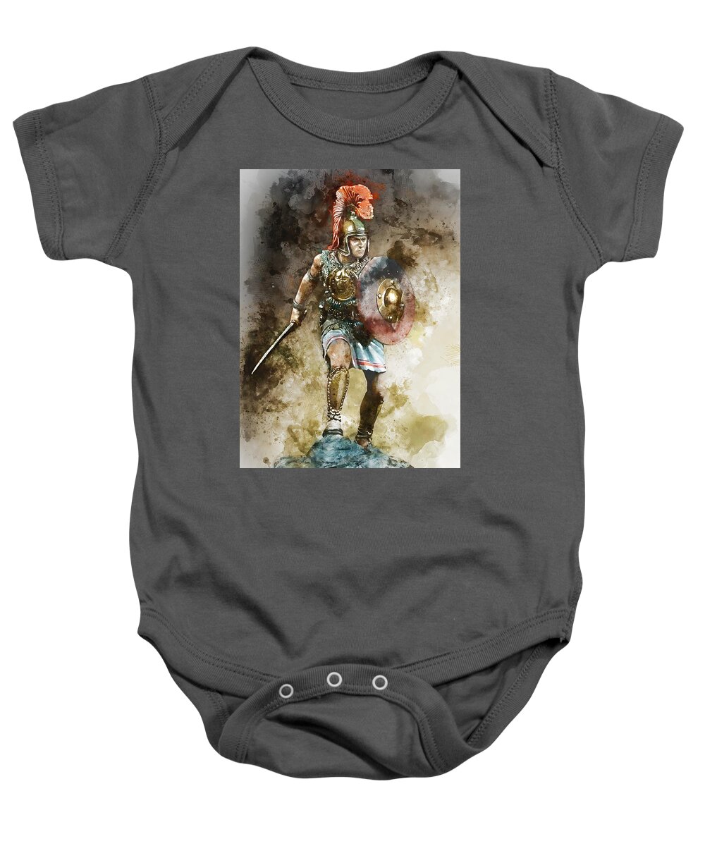 Spartan Warrior Baby Onesie featuring the painting Spartan Hoplite - 10 by AM FineArtPrints