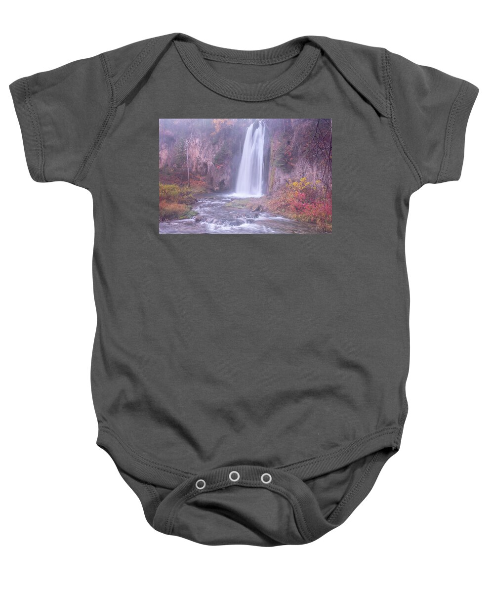 Spearfish Falls Baby Onesie featuring the photograph Spearfish Falls by Angela Moyer