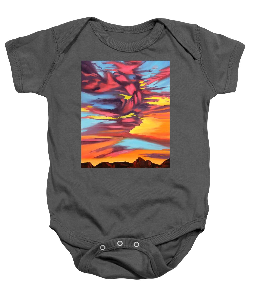 Surreal Sky Baby Onesie featuring the painting Spirit Rising by Sandi Snead