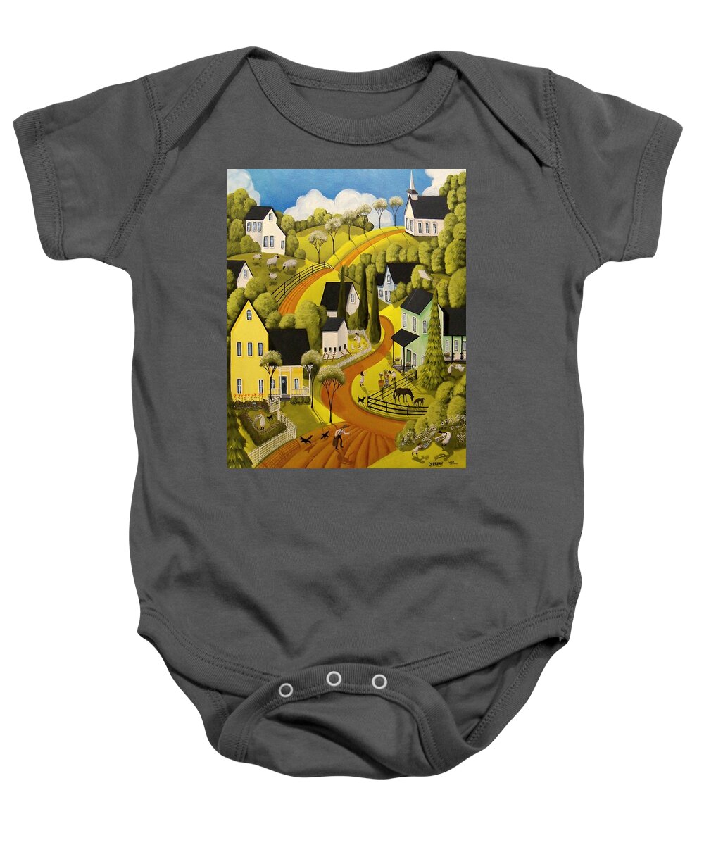 Country Baby Onesie featuring the painting Spring by Debbie Criswell