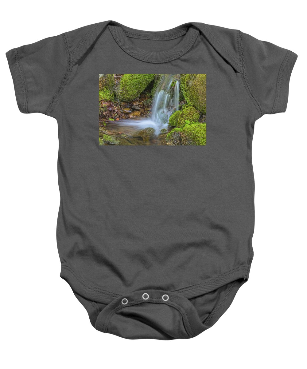 Spring Baby Onesie featuring the photograph Spring Has Sprung A Study 0f Moss And Water by Angelo Marcialis