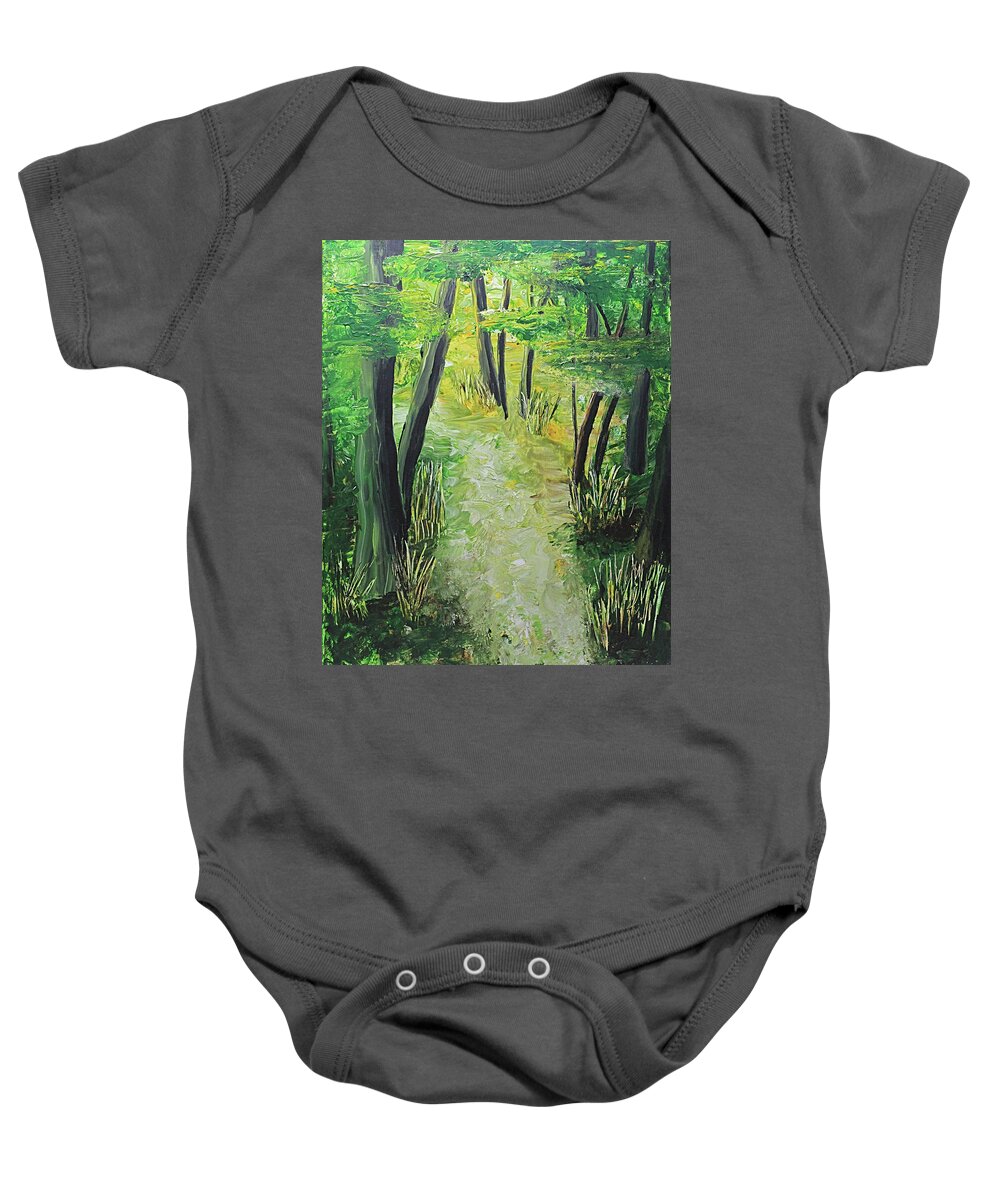 Earth Day Baby Onesie featuring the painting Spring Path by April Burton