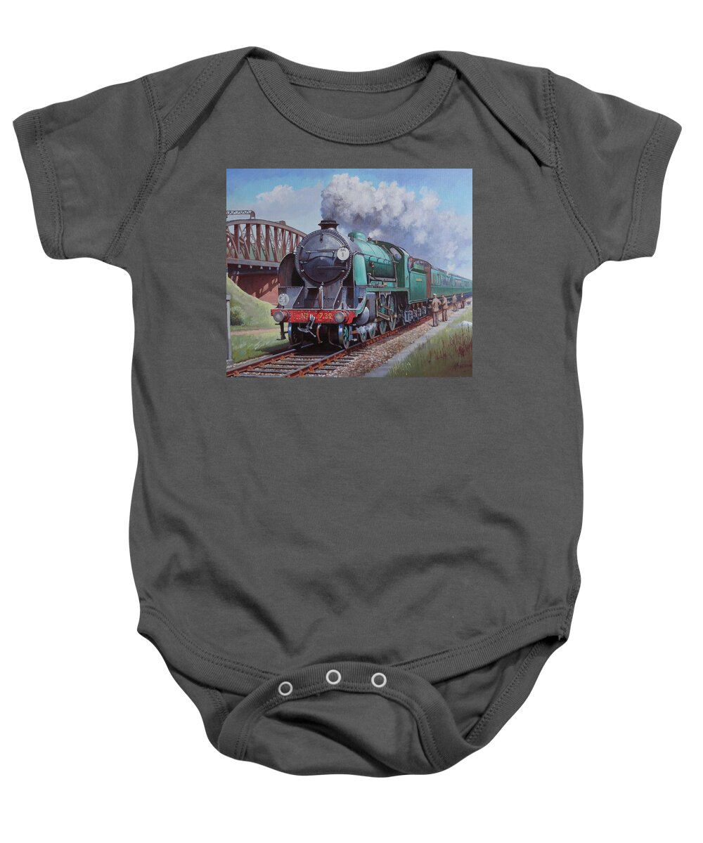 Steam Baby Onesie featuring the painting SR King Arthur class. by Mike Jeffries