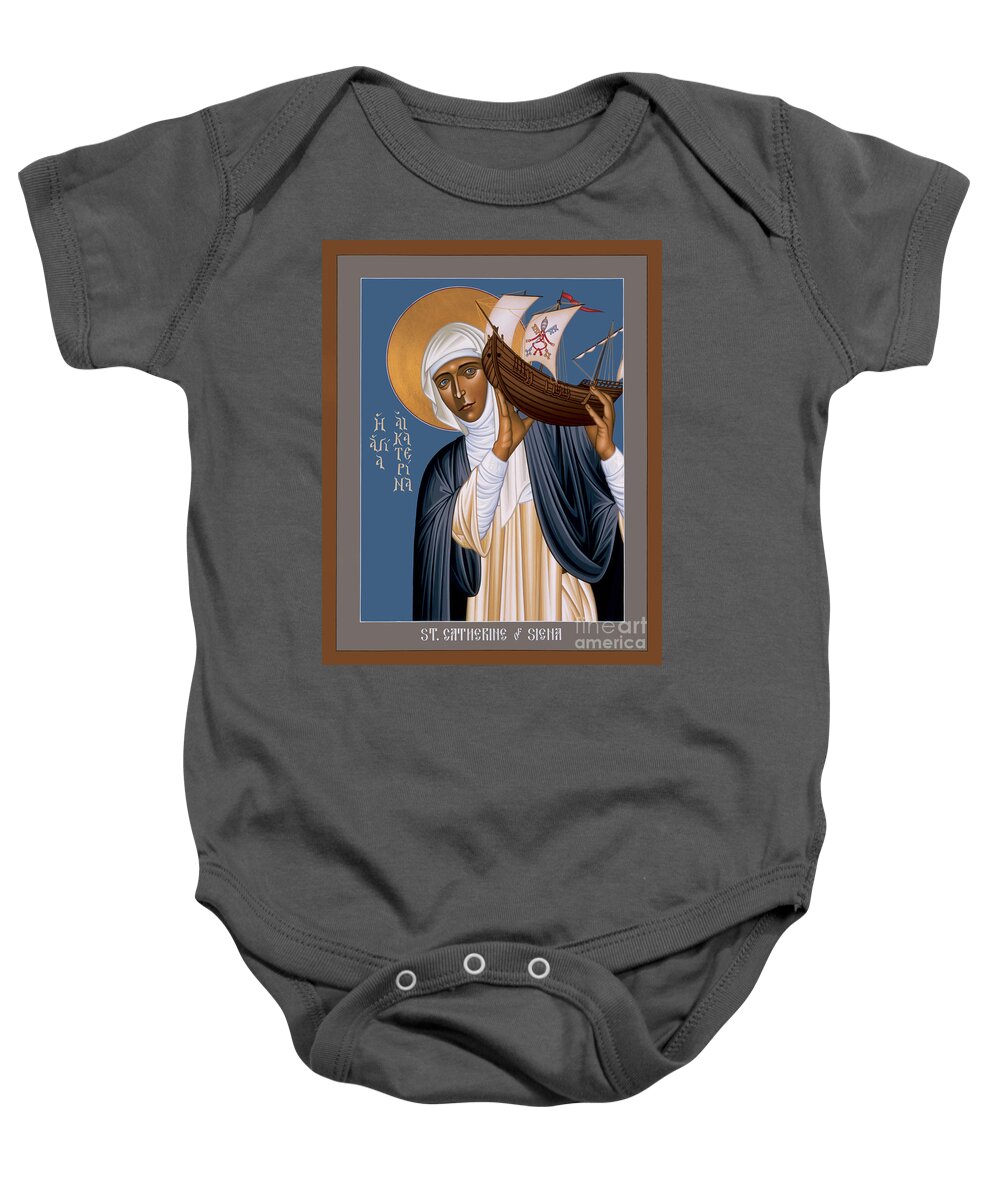 St. Catherine Of Siena Baby Onesie featuring the painting St. Catherine of Siena - RLCOS by Br Robert Lentz OFM