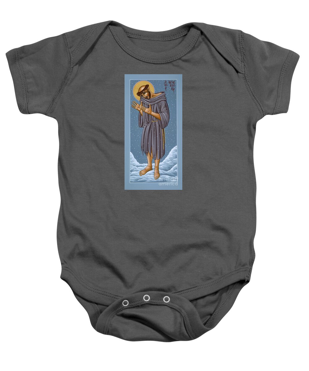 St Francis Baby Onesie featuring the painting St Francis Wounded Winter Light 098 by William Hart McNichols