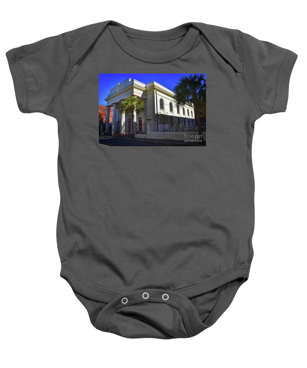 Scenic Tours Baby Onesie featuring the photograph St. Marys Roman Catholic, Charleston by Skip Willits