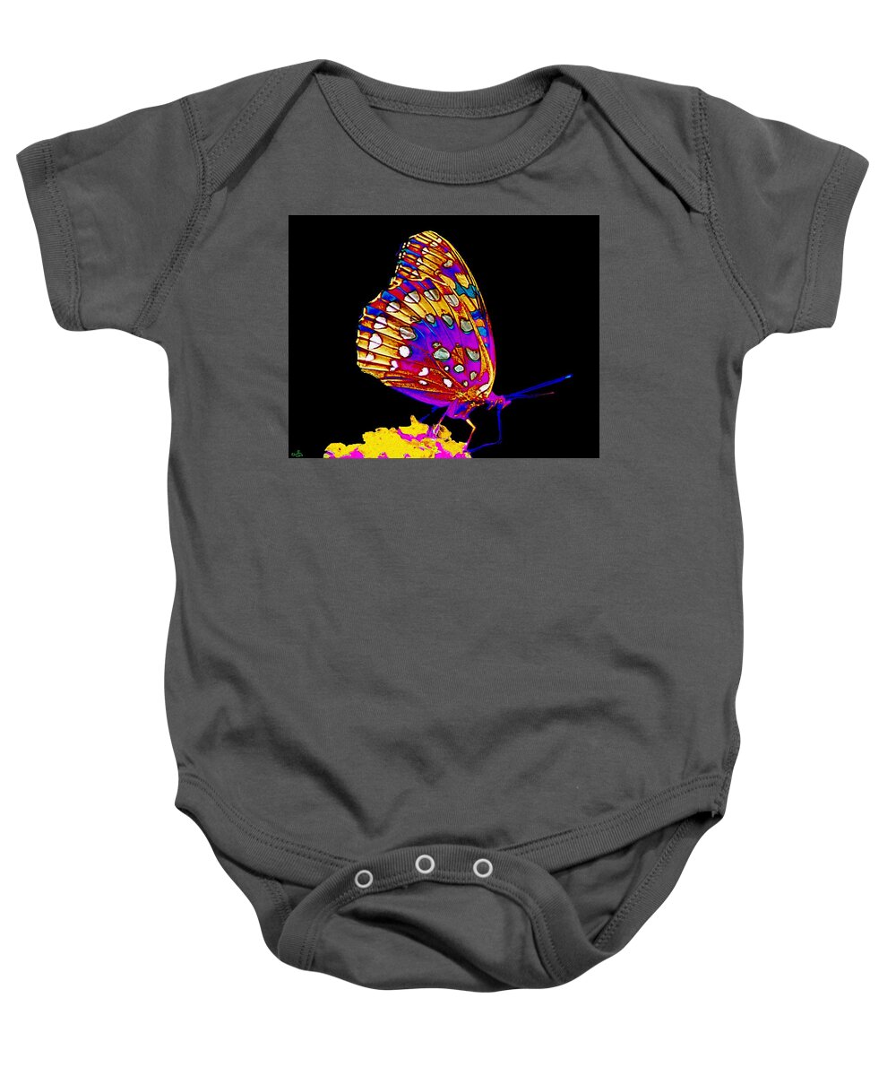 Butterfly. Insects Baby Onesie featuring the painting Stained Glass Butterfly by Cliff Wilson