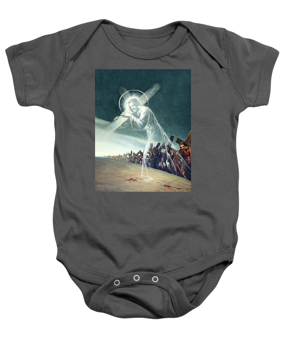 Station 4 Baby Onesie featuring the photograph Station Four Church by Munir Alawi