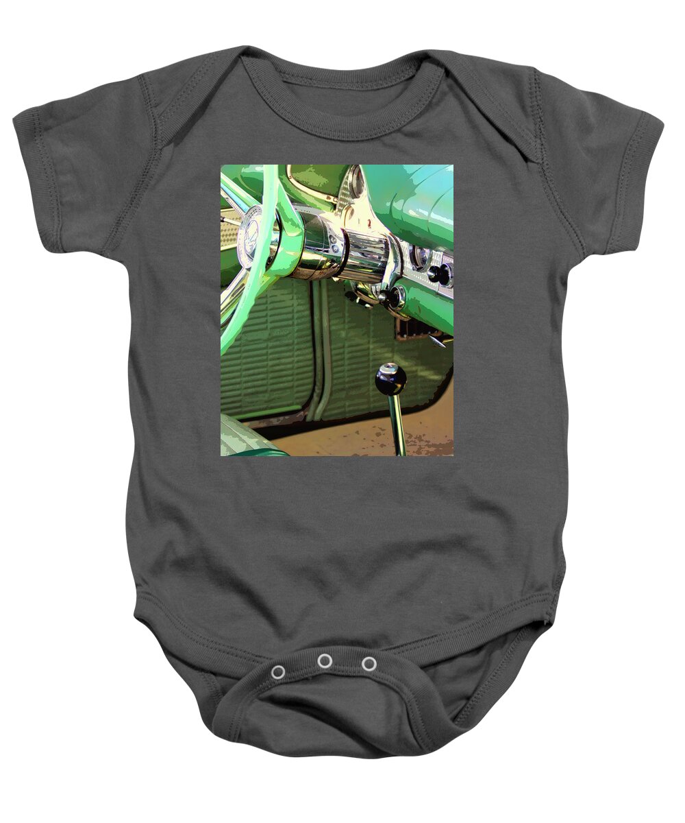 Classic Cars Baby Onesie featuring the photograph QUICK SHIFT Palm Springs CA by William Dey