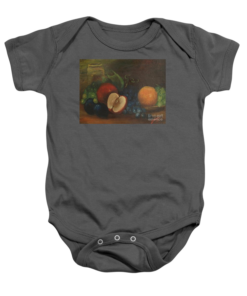 Still Life Baby Onesie featuring the painting Still Life With Fruit - 1920, by Bertha L. Sullivan by Paul Galante