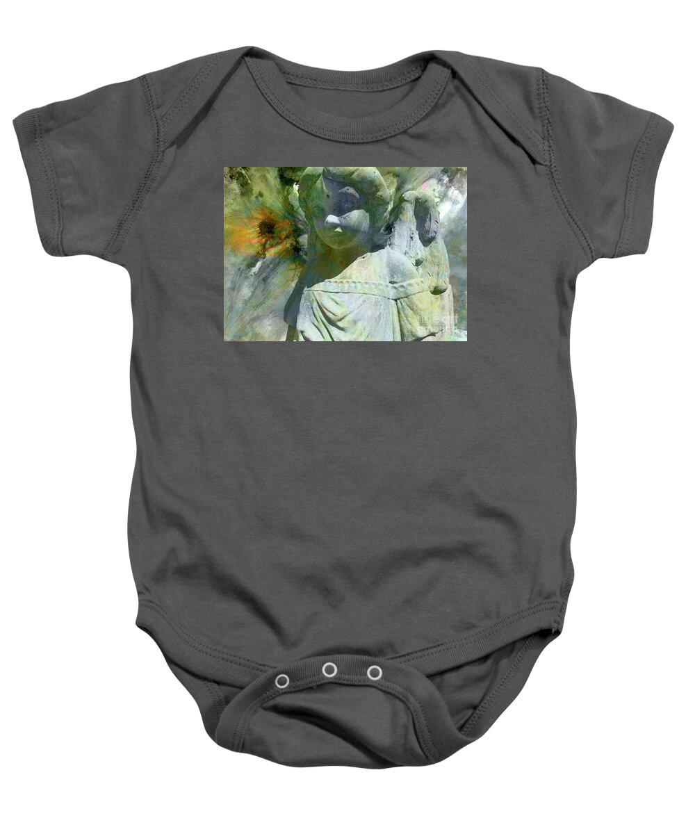 Guardian Angel Baby Onesie featuring the painting Stone Lady by Francelle Theriot