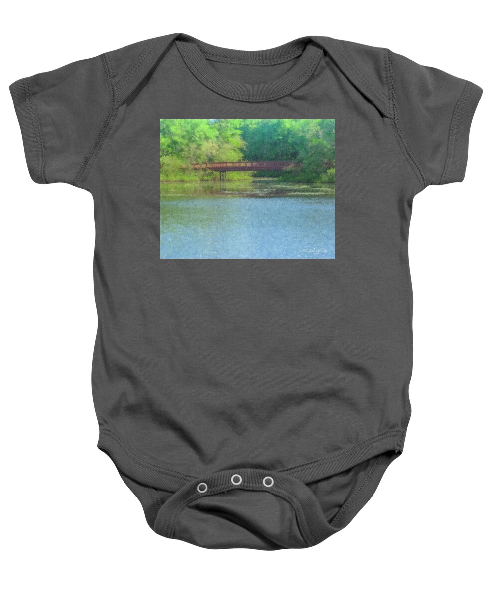 Stonehill College Baby Onesie featuring the painting Stonehill College Footbridge by Bill McEntee