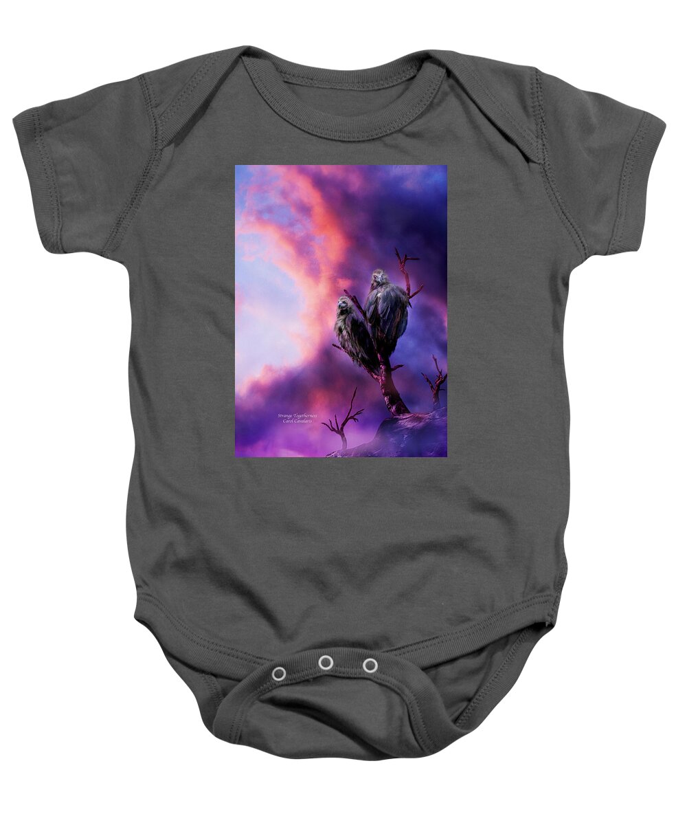 Vulture Baby Onesie featuring the mixed media Strange Togetherness by Carol Cavalaris