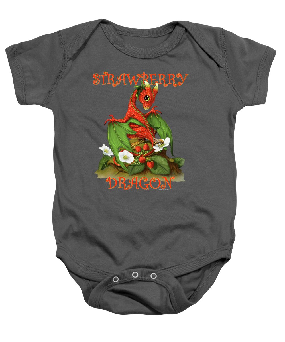 Dragon Baby Onesie featuring the digital art Strawberry Dragon by Stanley Morrison