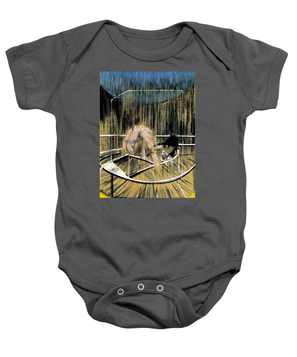 Francis Bacon Baby Onesie featuring the painting Study for Crouching Nude by Francis Bacon